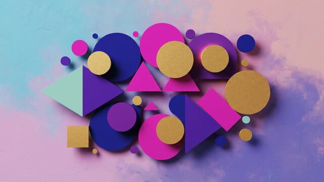 Abstract Geometric Shapes in Motion Purple.