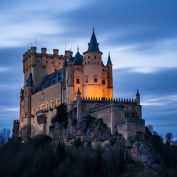Alc?zar of Segovia - A Majestic Castle at Dusk in Spain.