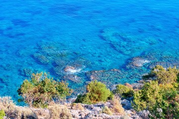 Fototapeta premium Crystal clear water of Mediterranean sea, Cyprus coast