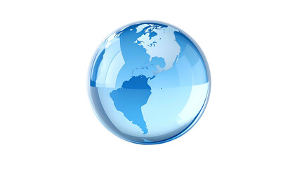 Fototapeta premium A glossy, transparent 3D globe showing the Americas, floating against a black background