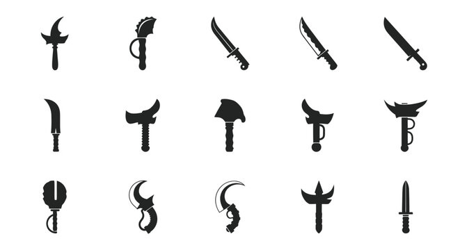 Collection of Traditional Indonesian Weapons Icons