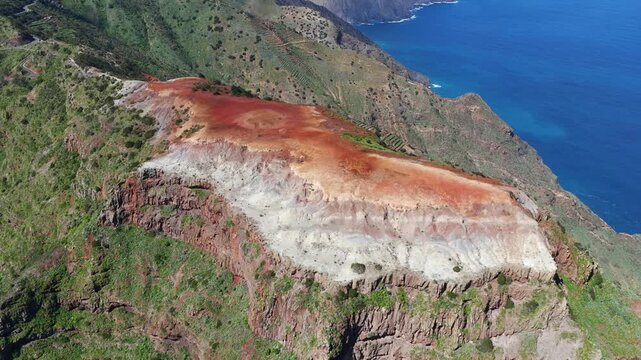 Aerial View Monta&ntilde;a del Cepo Red Plateau Agulo La Gomera Volcanic Geology