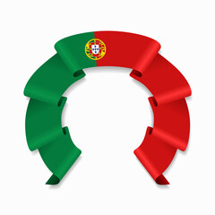 Portuguese flag circular wavy ribbon, ideal for patriotic design themes. Vector illustration.