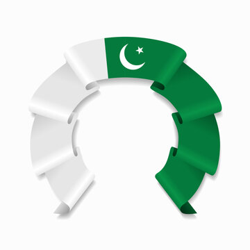 Pakistani flag circular wavy ribbon, ideal for patriotic design themes. Vector illustration.