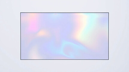 Fototapeta premium Holographic foil effect on a rectangular surface with colorful sheen and shiny appearance on a light gray background