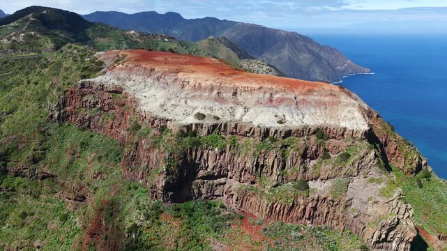 Aerial View Monta&ntilde;a del Cepo Red Plateau Agulo La Gomera Volcanic Geology