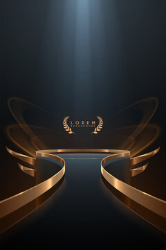Stage with golden elements and light effects
