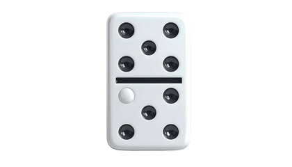 A single domino tile with white face, black dots, and a central dividing line against a black background