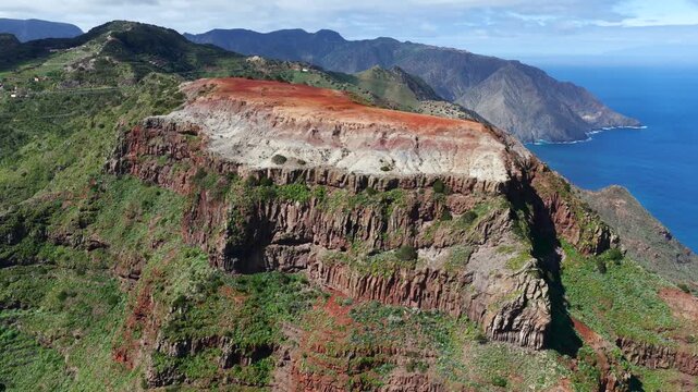 Aerial View Monta&ntilde;a del Cepo Red Plateau Agulo La Gomera Volcanic Geology