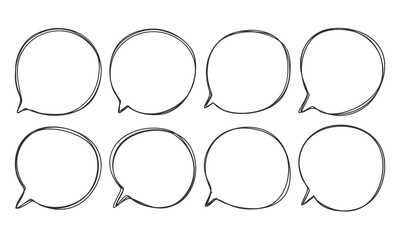 Circle Hand Drawn Doodle Speech Bubble Vector Set Line Art