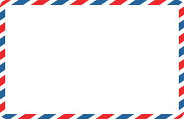 Obraz premium Airmail Envelope Frame with Blue and Red Stripes on White Background