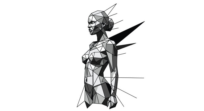Futuristic Female Robot Illustration with Angular Design.