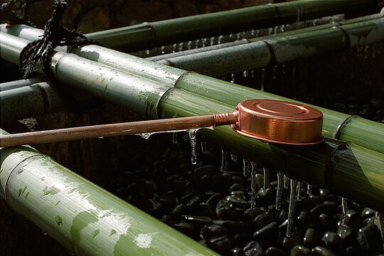 Laddle used for refreshment at a temple in Japan, Kyoto