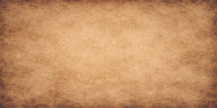 Aged vintage parchment with a stained grunge texture and worn antique brown paper pattern creates a damaged retro background on a blank beige sheet