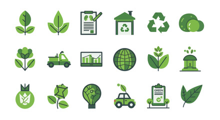 Green Eco-Friendly Icons Collection for Sustainability and Environment.