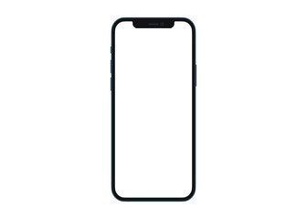 Black smartphone mockup with blank white screen on isolated background for mobile app design presentation, mobile phone template for advertising and marketing materials, smartphone device with empty