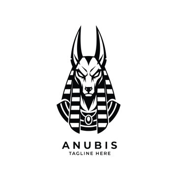 Striking Ancient Egyptian Anubis God Vector Illustration with Regal Pharaoh Headdress Design