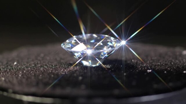 Casting point lights creating star flares on studio pad, gemstone sparkling for display