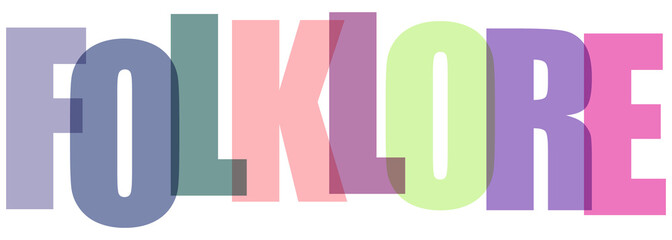 Multicolored typography folklore text graphic design element isolated on transparent background transparent background © Jayeda akter