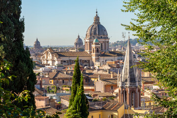 Obraz premium San Carlo al Corso basilica seen from Pincian hill, Rome, Italy