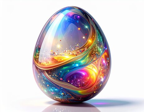 Ames Egg with Cosmic Swirls and Glitter.