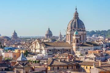 Naklejka premium San Carlo al Corso basilica seen from Pincian hill, Rome, Italy