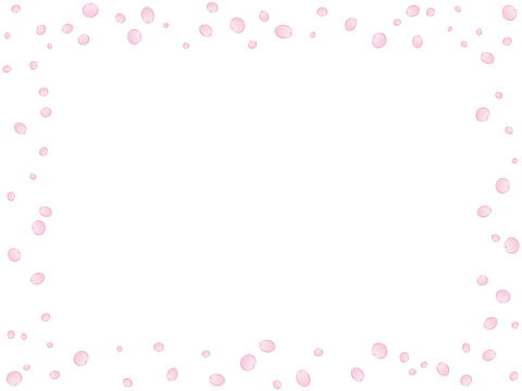 桜の花びらが散らばった四角フレームのイラスト（グラデーション・線あり）