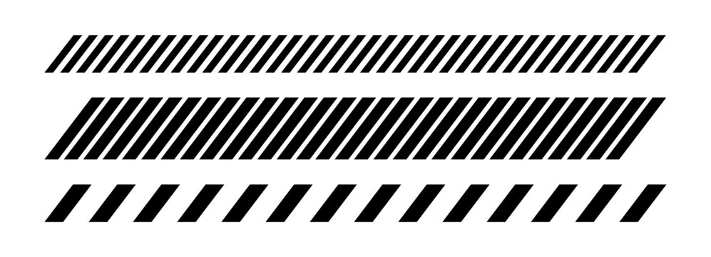 Line divider pattern with slash diagonal border vector graphic web. Slant lines with design security. Geometric print for caution tape.