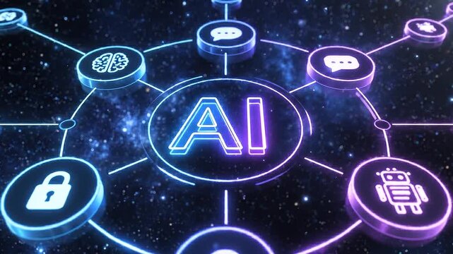 AI logo with interconnected nodes digital art