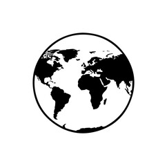 Fototapeta premium Minimalist Black and White World Map Icon