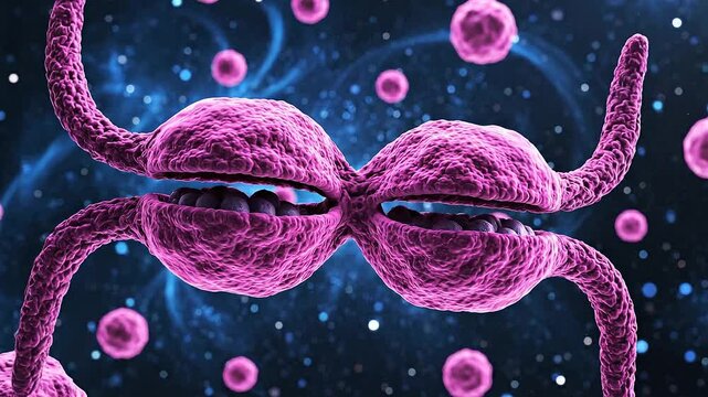 3D Render of Cells Dividing in Space