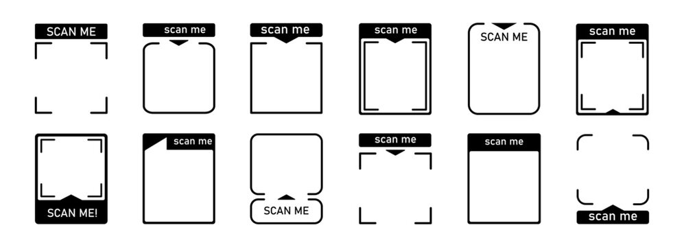 Set with scan me icon for qr code. Scanner border shape. Screen of frame scanner for mobile phone. Vector illustration
