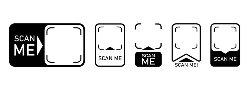 Set with scan me icon for qr code. Scanner border shape. Screen of frame scanner for mobile phone. Vector illustration
