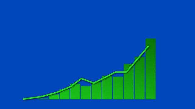 Animated graph going up or increasing with bluescreen background