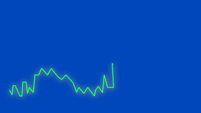 Animasi saham naik dengan latar bluescreen