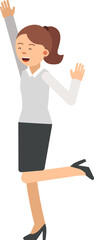 Fototapeta premium Happy woman in formal clothes. Career motivation mascot