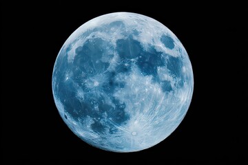 Obraz premium Glowing Blue Moon with Sparkling Glitter Against Black Backdrop