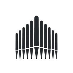 Black Pipe Organ Silhouette Icon, Musical Instrument Graphic, Church Music Symbol, Isolated on Transparent Background