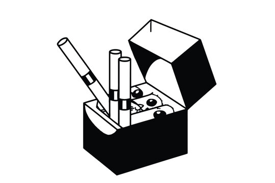Open cigarette pack with electronic cigarettes or vape vector illustration