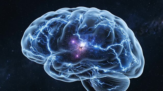 3D Rendered Human Brain with Neural Pathways