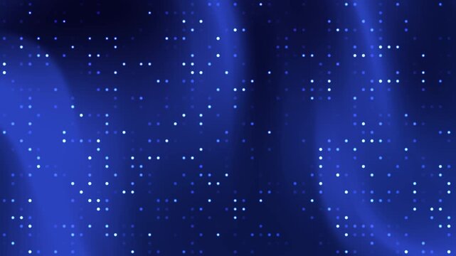 Animated solid blue abstract background with small white pixelated squares. Suitable for tech presentations, digital designs, modern concepts, and futuristic themes.