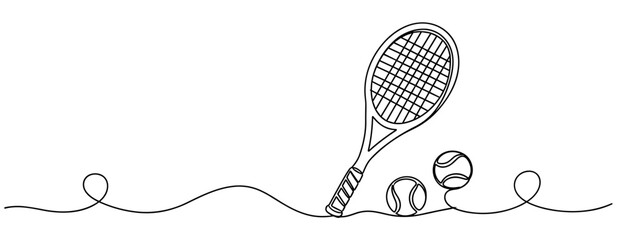 Naklejka premium Tennis racket leaning beside balls on white background. none editable strokes