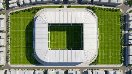 Obraz premium Modern sports stadium with soccer fields and training facilities