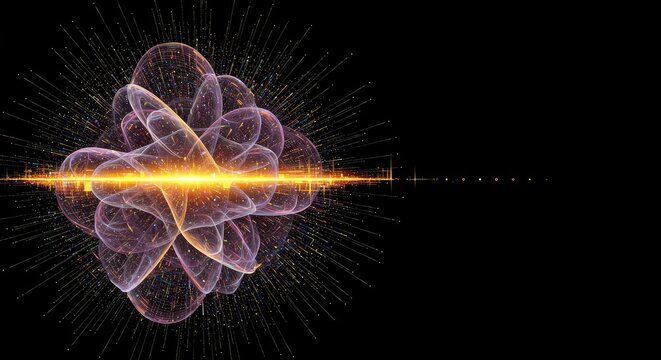 Complex shifting geometric matrix illustrating theoretical principles of continuous data transformation and evolving non-objective structures ,technology ,data ,form