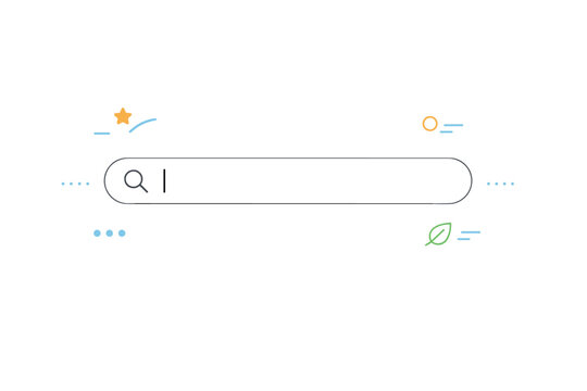 Search bars interface. Clean search bar centered on the screen with a blinking cursor and subtle magnifying glass icon. Sense of clarity, focus, and starting a