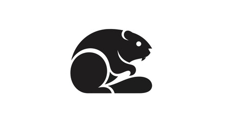 Obraz premium Stylized black beaver silhouette on white