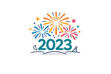 Obraz premium Fireworks displays for New Year?s Eve celebrations represented with layered bursts and a subtle year number accent, symbolizing reflection on the past and