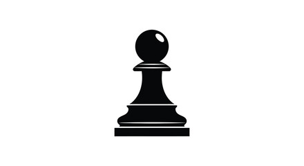 A stark black pawn chess piece is prominently displayed against a clean white background high quality © arfanah02