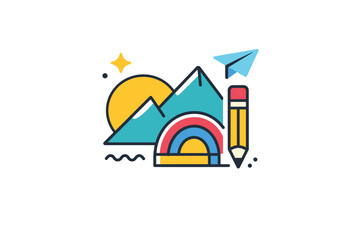 Memphis style graphics represented as a modern decorative icon with asymmetrical forms and cheerful color accents, communicating optimism, creativity, and