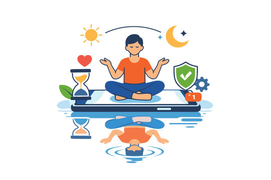 Ethical concerns in addictive app design emphasizing awareness, boundaries, and responsible user experience. A calm visual metaphor of reflection, balance, and